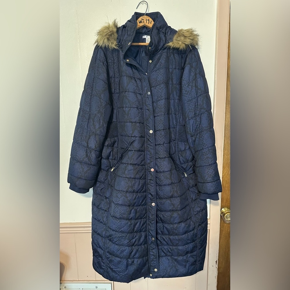 K Jordan Blue Puffer Coat with Quilted Design